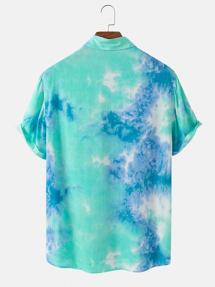 Blue Smoky Style Printed Mens Shirt