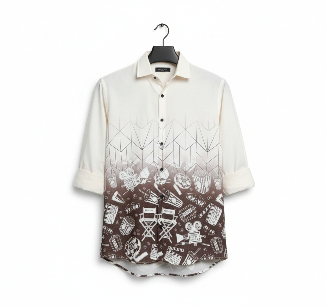 Men's Cinematic Motif Gradient Print Shirt