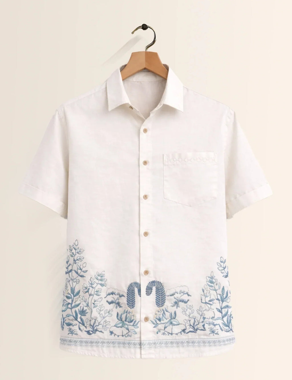 Bottom Flower Printed Men's Shirt - XPST
